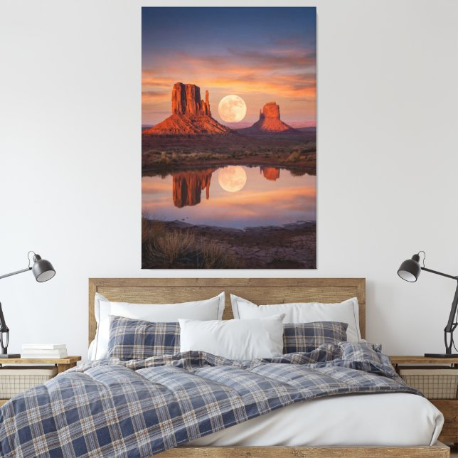 Impressão Em Tela Monument Valley Supermoon Reflection – Desert (Insitu(Quarto))