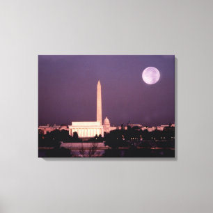 Impressão Em Tela Monumento de Washington, o Capitólio e Jefferson