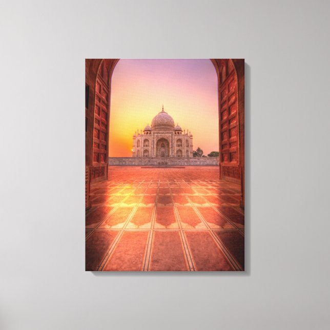 Impressão Em Tela Monumentos | Taj Mahal, Índia à Sunset (Frente)