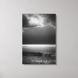 Impressão Em Tela Moody Beach Landscape Stormy Clouds Sun Rays