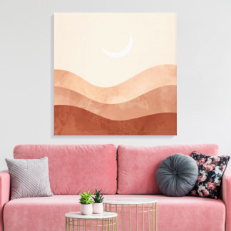 Impressão Em Tela Moon and Desert Minimalist Boho Wall Art