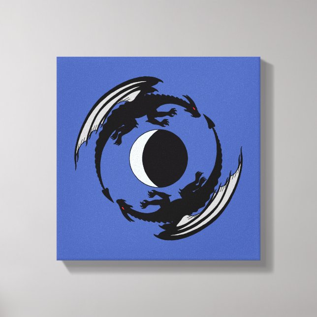 Impressão Em Tela Moon Dragon Fantasy Design (Frente)
