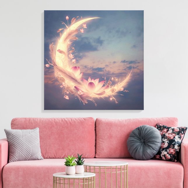 Impressão Em Tela Moon Whisper Mandala Boho Wall Art (Insitu(Sala de estar))
