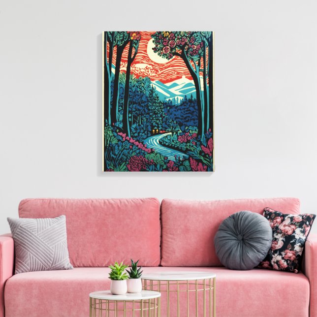 Impressão Em Tela Moonlight Rosewood Trail (Insitu(Sala de estar))