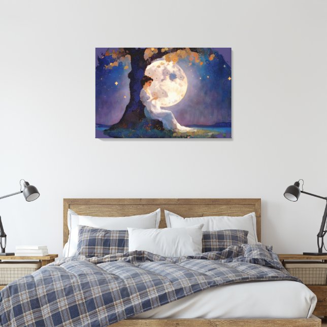 Impressão Em Tela Moonlit Dreamer - Serene Night Sky (Insitu(Quarto))