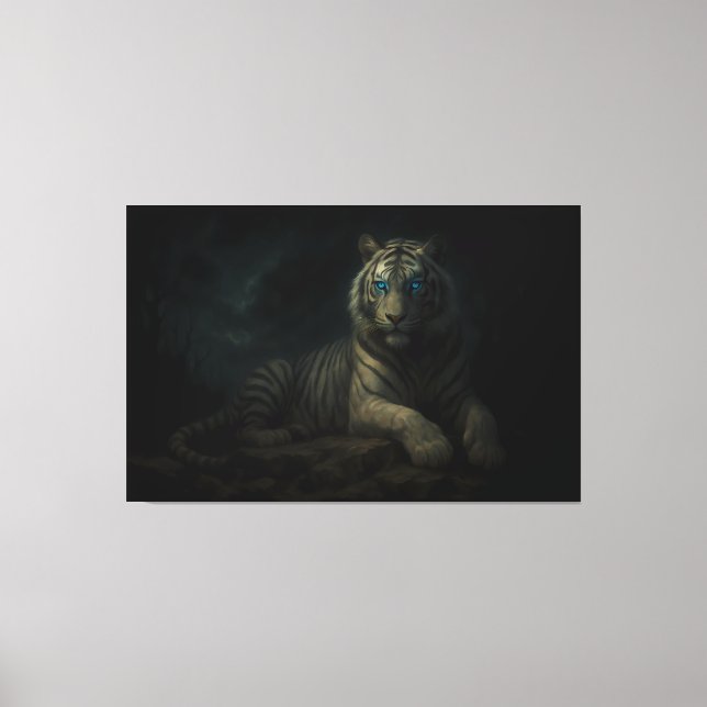 Impressão Em Tela Moonlit Guardian White Tiger – Fantasy Art (Frente)