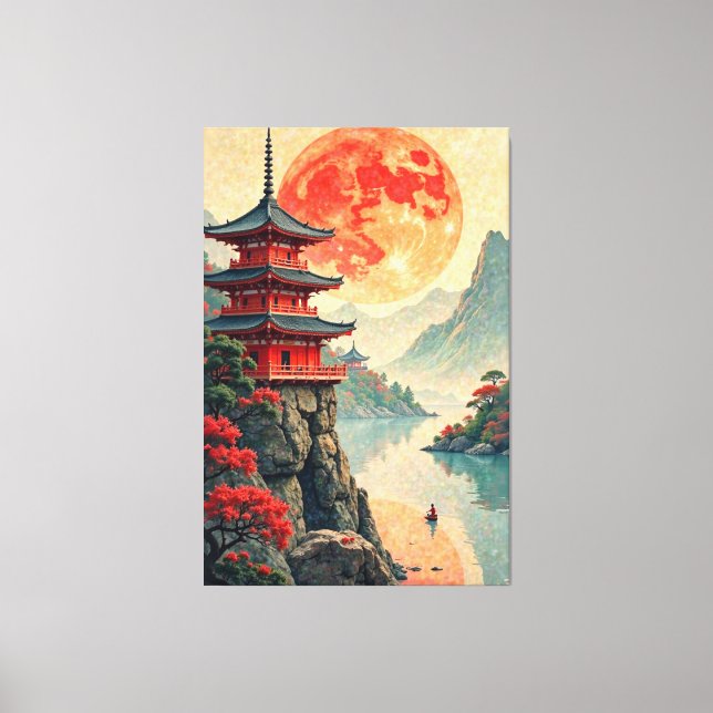 Impressão Em Tela Moonlit Pagoda (Frente)