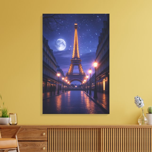Impressão Em Tela Moonlit Paris – Romantic Eiffel Tower Night (Insitu(Sala de estar))