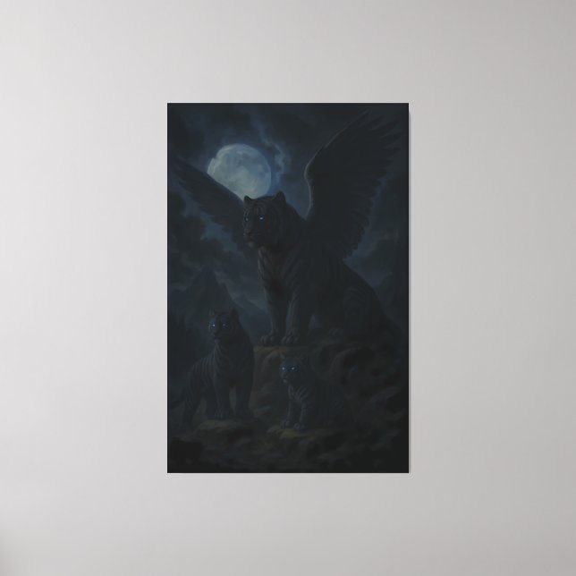 Impressão Em Tela Moonlit Winged Tiger Family – Celestial Mythic Bea (Frente)