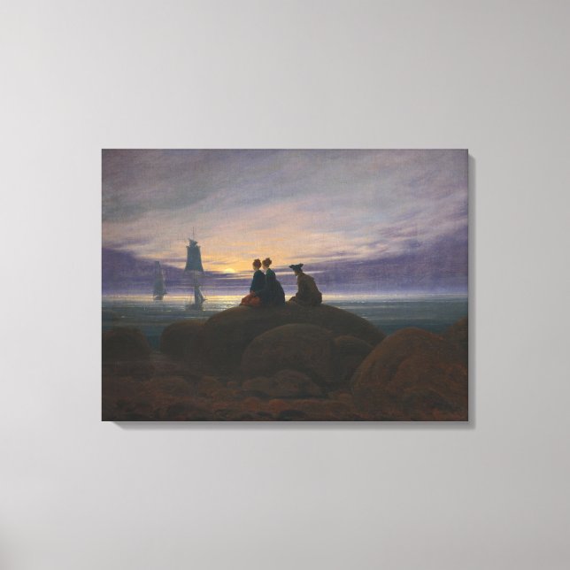 Impressão Em Tela Moonrise pelo mar (por Caspar David Friedrich) (Frente)