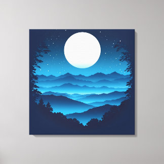 Impressão Em Tela Moonrise sobre a Cordilheira Azul