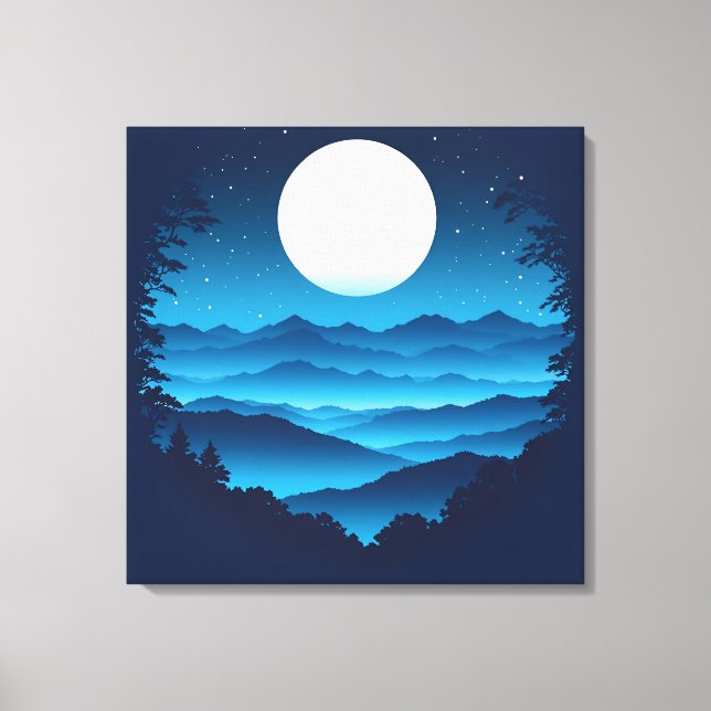 Impressão Em Tela Moonrise sobre a Cordilheira Azul (Frente)