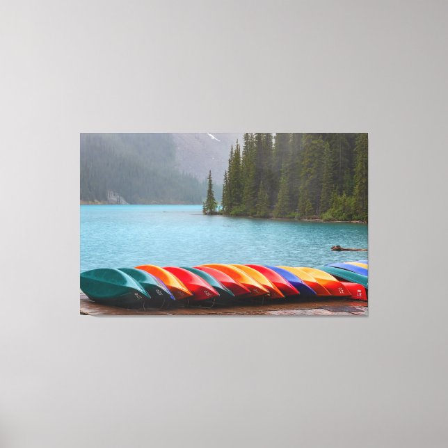 Impressão Em Tela Moraine Lake Canoes (Frente)
