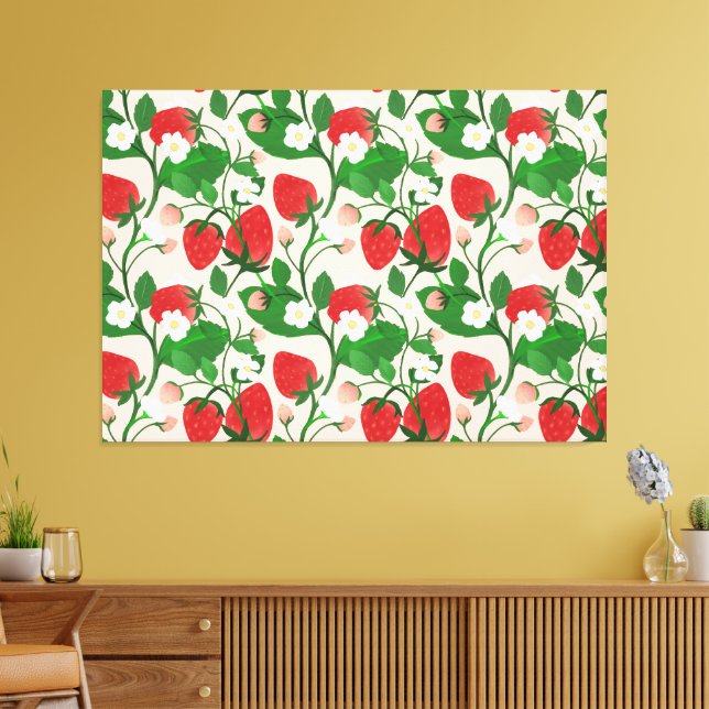 Impressão Em Tela Morango de Verão em Rosa (Insitu(Sala de estar))