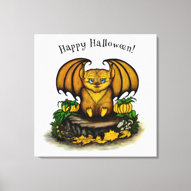 Impressão Em Tela Morcego fofo de Halloween (Frente)