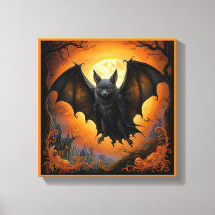 Impressão Em Tela Morcego fofo de Halloween disfarçado e assustador