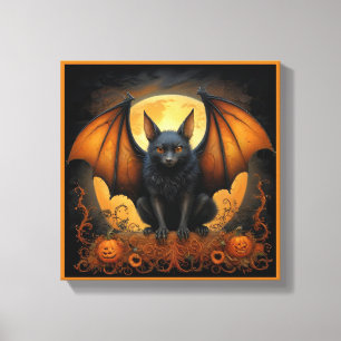 Impressão Em Tela Morcego fofo e assustador de Halloween disfarçado