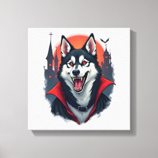 Impressão Em Tela Mordida de Husky Vampiro