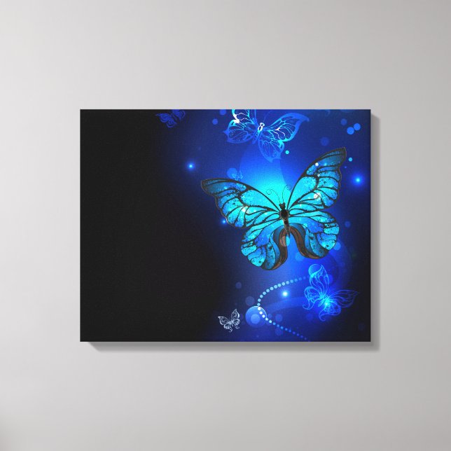 Impressão Em Tela Morpho Butterfly in the Dark Background (Frente)