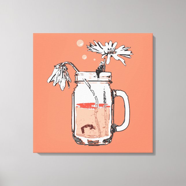 Impressão Em Tela morte de Mason jar daisies (Frente)