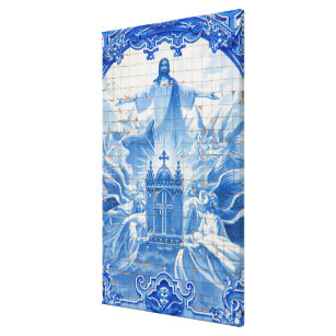 Impressão Em Tela Mosaico azulejo azul de Jesus, Portugal