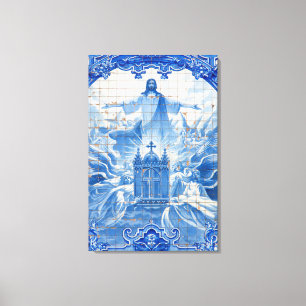 Impressão Em Tela Mosaico de azulejo azul de Jesus, Portugal