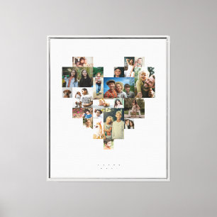 Impressão Em Tela Mosaico de Fotos em Forma de Coração com Vinte Ima