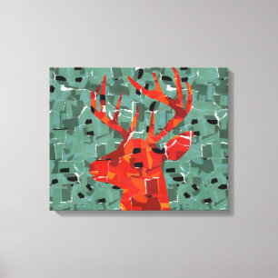 Impressão Em Tela Mosaico de silhueta de cabeça de veado