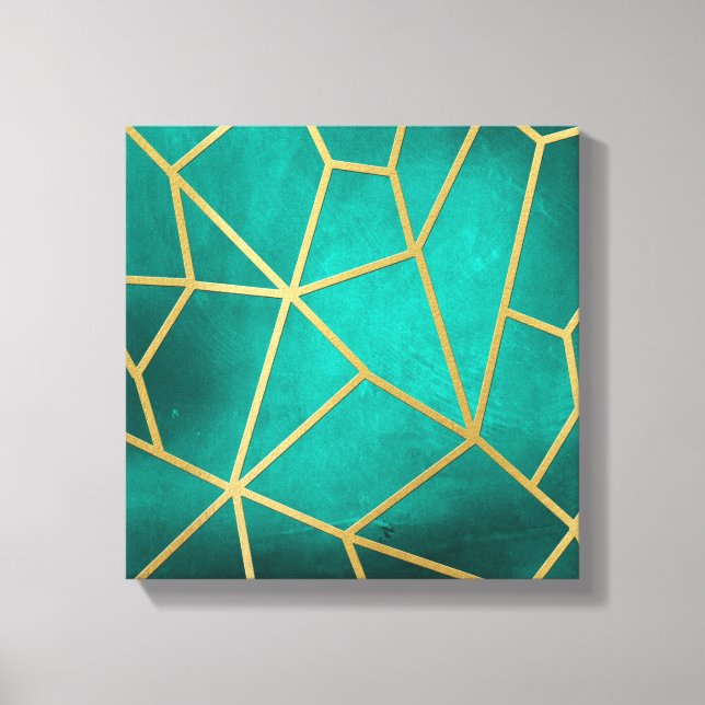 Impressão Em Tela Mosaico Dourado do Teal bonito (Frente)