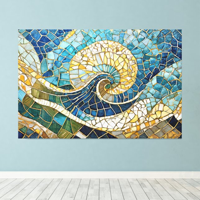 Impressão Em Tela mosaico oceânico 004 (Insitu(piso de madeira))