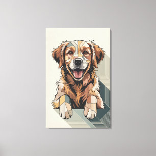 Impressão Em Tela Mosaico Quente do Retriever Dourado