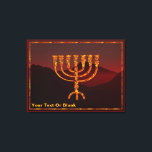 Impressão Em Tela Moshe's Menorah<br><div class="desc">Uma representação da menorah de sete ramificações (candelabro) feita pelos israelitas após o Êxodo do Egito. Personalize adicionando seu próprio texto. Na Torah Moshe Rabbenu, diz-se, "Você fará um Menorah de ouro puro, espancado, se o Menorah for feito, sua base, seu galho, suas bolas, seus botões, e suas flores serão...</div>
