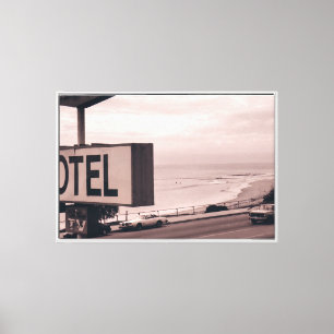 Impressão Em Tela Motel à Beira-Mar Vintage Lona Enquadrada Costeira