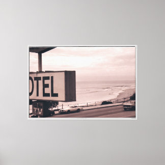 Impressão Em Tela Motel à Beira-Mar Vintage Lona Enquadrada Costeira