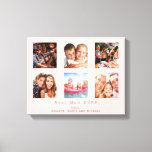 Impressão Em Tela Mother blush rose gold photo family collage<br><div class="desc">Make your own unique family photo collage as a gift for your mom. Use four, 9 of your favorite photos of your mother, her kids, family, friends or pet! With the text: Best Mom EVER. Personalize and add your names. Elegant blush pink background, rose gold coloured text. Perfect as a...</div>
