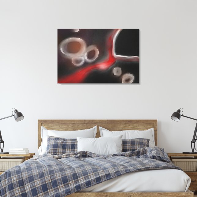 Impressão Em Tela Motif Arterial: Abstrato preto, branco e vermelho (Insitu(Quarto))