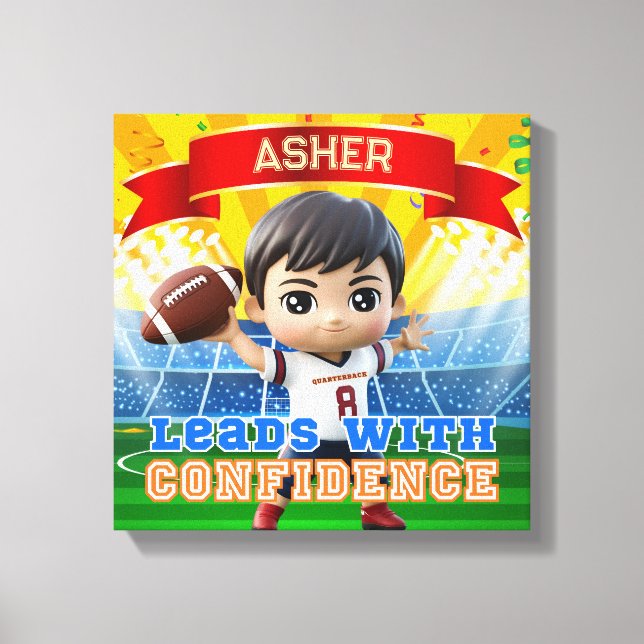 Impressão Em Tela Motivação Personalizada de Futebol Red Quarterback (Frente)