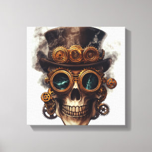 Impressão Em Tela Motor de Crânio Steampunk
