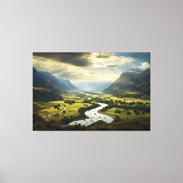 Impressão Em Tela Mountainous Serenity (Frente)