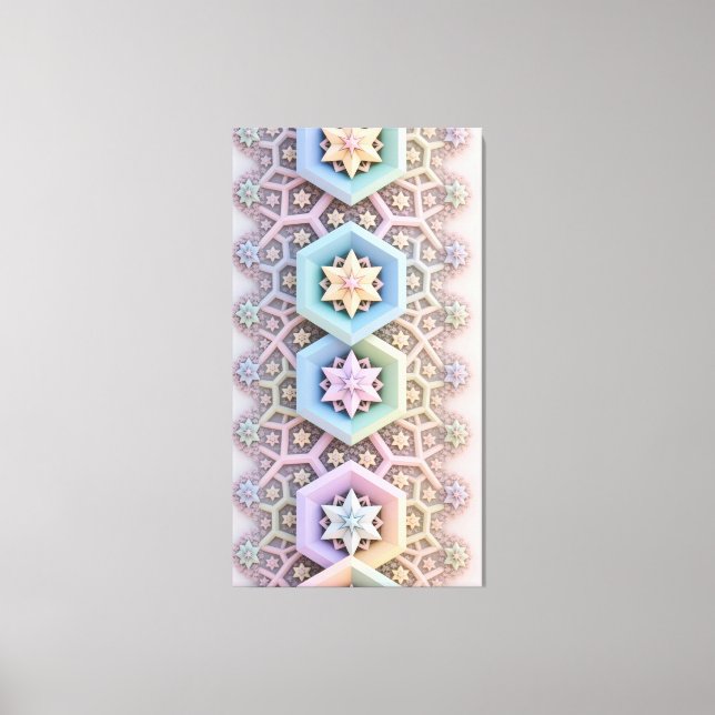Impressão Em Tela Movimento de Caleidoscópio Fractal em Gradiente Su (Frente)