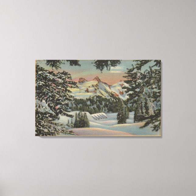 Impressão Em Tela Mt. Rainier, WA - Paraíso no Intervalo de Tatoosh (Frente)