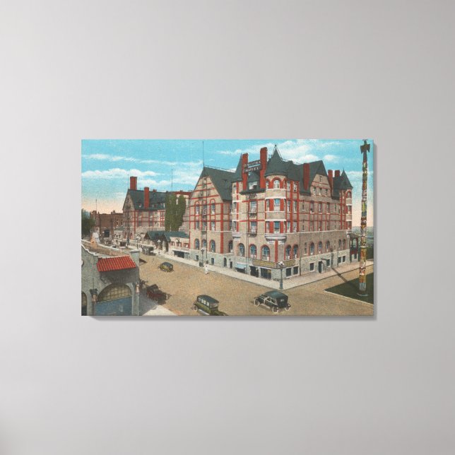 Impressão Em Tela Mt. Rainier, WA - Vista do Hotel Tacoma e (Frente)