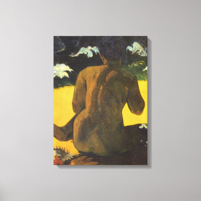 Impressão Em Tela Mulher à Beira-Mar de Paul Gauguin, Arte Fino Vint (Frente)