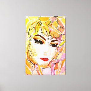 Impressão Em Tela Mulher Abstrato emotiva - Retrato das lágrimas do 
