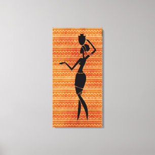 Impressão Em Tela Mulher africana com Jug Silhouette