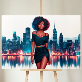Impressão Em Tela Mulher afro-americana elegante vestido de senhora
