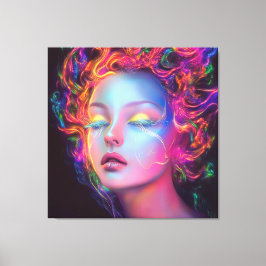 Impressão Em Tela Mulher alienígena com cabelo cósmico