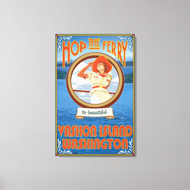 Impressão Em Tela Mulher Andando Ferry - Ilha Vashon, Washington (Frente)