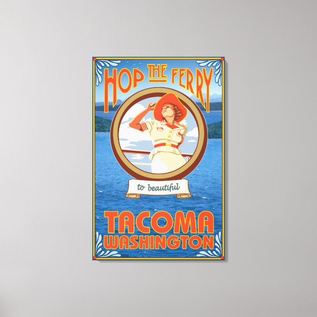 Impressão Em Tela Mulher Andando Ferry - Tacoma, Washington (Frente)