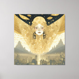 Impressão Em Tela Mulher Angels na Dourada